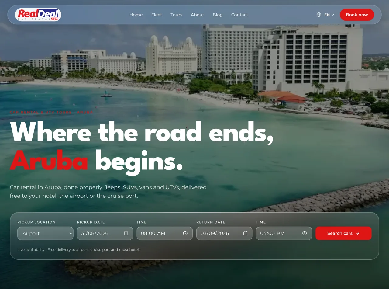 Real Deal Car Rental Booking Platform — presentation render